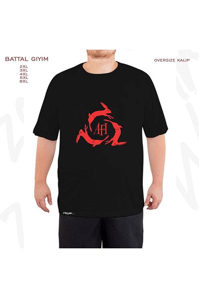 ZOKAWEAR Υπερμεγέθη AFI BAND Printed Battal (Bol) Μαύρο T-Shirt