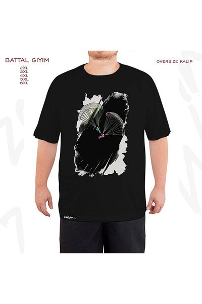 ZOKAWEAR Υπερμεγέθη αλεξίπτωτο αλεξίπτωτο v4 εμπριμέ μαύρο μπλουζάκι