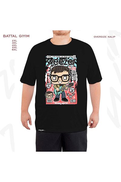 ZOKAWEAR Oversize Weezer Printed Battal (Bol) Mold Μαύρο T-Shirt