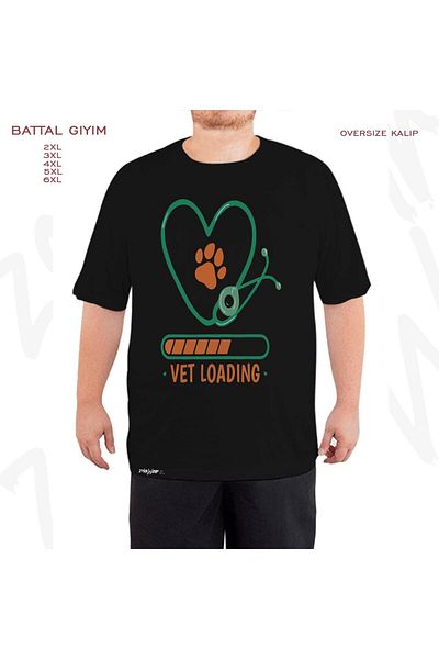 ZOKAWEAR Μαύρο μπλουζάκι Oversize Veterinary Animal Love Printed Battal (Bol) Mold