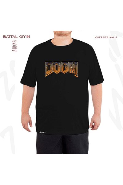 ZOKAWEAR Oversize Doom Logo v2 Μαύρο μπλουζάκι με στάμπα μεγάλου μεγέθους (Bol)