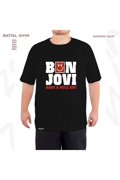 ZOKAWEAR Υπερμεγέθη Bon Jovi Have A Nice Day Printed Oversize (Bol) Mold Μαύρο T-shirt