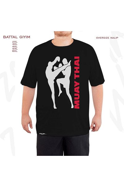 ZOKAWEAR Μαύρο μπλουζάκι με στάμπα Muay Thai Oversize Battal (Bol) Fit