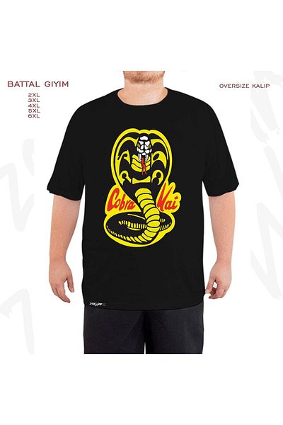 ZOKAWEAR Oversize Cobra Kai Snake Printed Oversize (Bol) Μαύρο T-Shirt