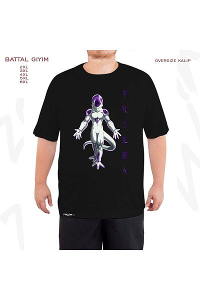 ZOKAWEAR Υπερμεγέθη Frieza Art Style Printed Battal (Bol) Mold Μαύρο T-Shirt