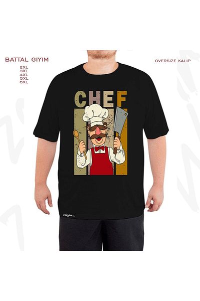 ZOKAWEAR The Muppet Kitchen Swedish Chef Printed - Battal Mold Black T-Shirt