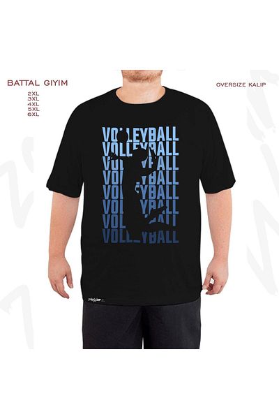 ZOKAWEAR Oversize Volleyball Volleyball v2 Μαύρο μπλουζάκι με στάμπα μεγάλου μεγέθους