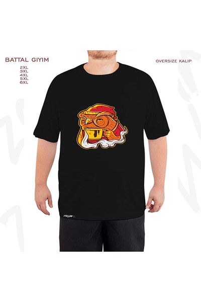 ZOKAWEAR Μαύρο μπλουζάκι Oversize Sleepless Owl Drinking Coffee με στάμπα μεγάλου μεγέθους