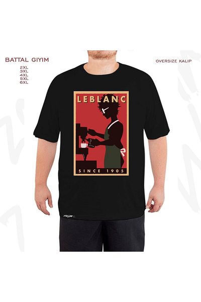 ZOKAWEAR Oversize Persona 5 Leblanc Caffee Printed Oversize (Bol) Fit Black T-Shirt