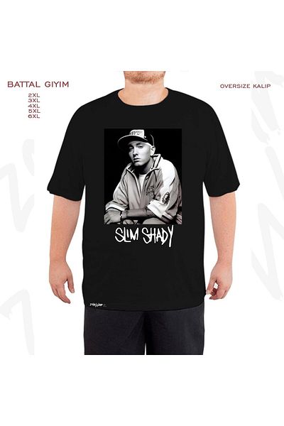 ZOKAWEAR Eminem Slim Shady 08 Printed - Μαύρο T-Shirt Battal Fit