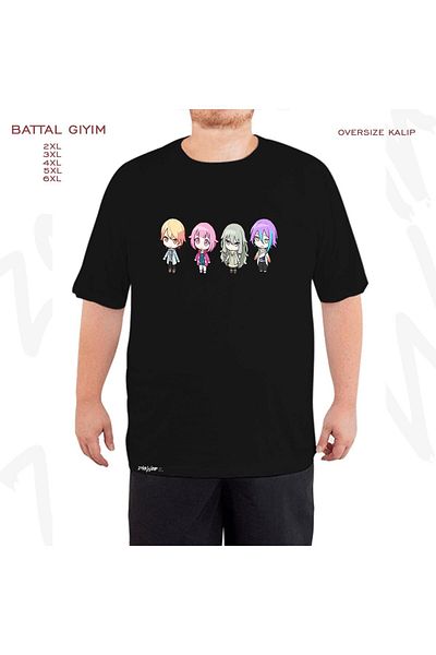 ZOKAWEAR Wonderlands X Showtime - Chibis Printed Black Oversize T-shirt