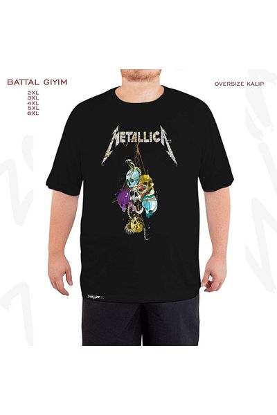 ZOKAWEAR Μαύρο μπλουζάκι Oversize Metallica v8 με στάμπα μεγάλου μεγέθους (Bol)