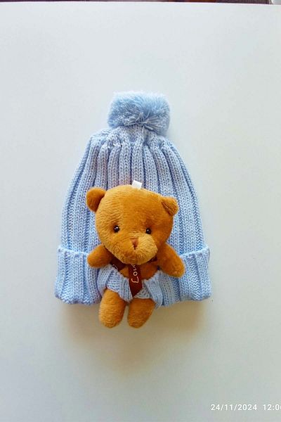 MYZİ STORE Pompom Beret with Teddy Bear