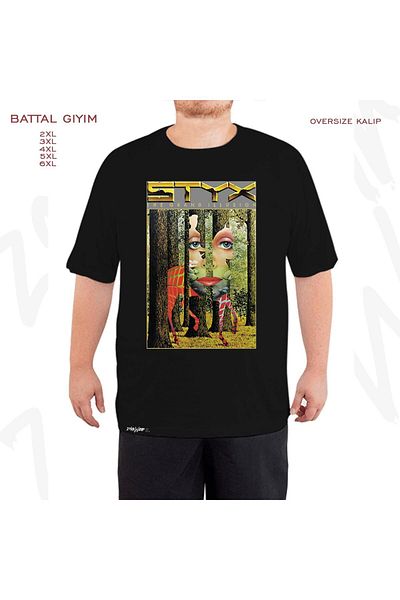 ZOKAWEAR STYX Grand Illusion Vintage Printed - Μαύρο μπλουζάκι με υπερβολική εφαρμογή