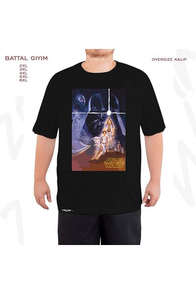 ZOKAWEAR Υπερμεγέθη μαύρο μπλουζάκι με βελάκια Star Wars Vader Printed Battal (Bol) Mold