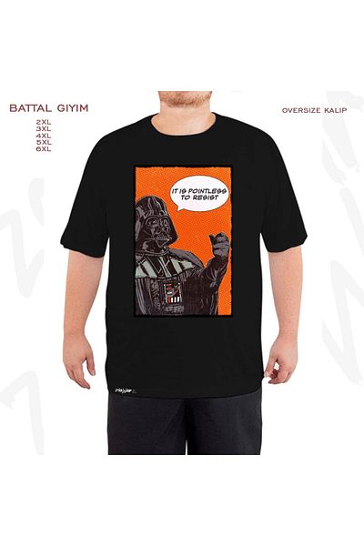 ZOKAWEAR Μαύρο μπλουζάκι Oversize Star Wars (dart Vaderr) με στάμπα μεγάλου μεγέθους