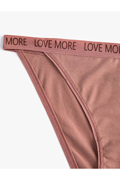 Koton Βραζιλιάνικο εσώρουχο σλόγκαν με ραβδώσεις από βαμβάκι