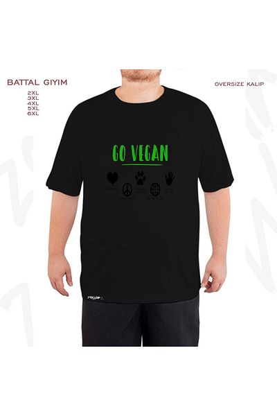ZOKAWEAR Oversize Vegan Ol Go Vegan v2 Μαύρο μπλουζάκι με στάμπα μεγάλου μεγέθους