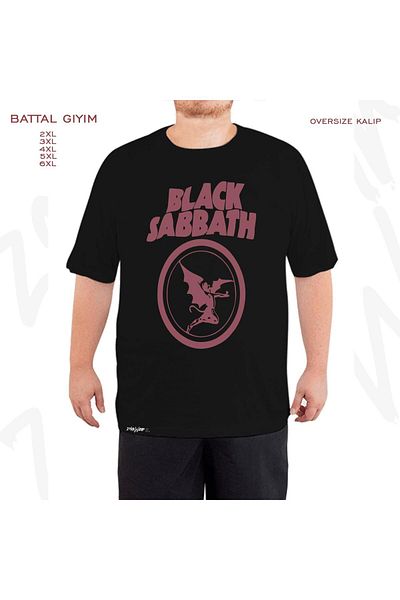 ZOKAWEAR Oversize Black Sabbath Printed (Bol) Fit Black T-Shirt