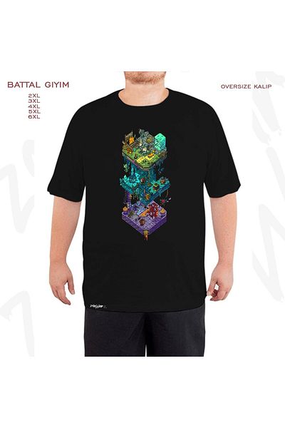 ZOKAWEAR Oversize Dungeons And Isometric Printed Oversize (Bol) Mold Μαύρο T-Shirt