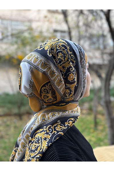 shalby Hijab Vera Pattern Cotton Soft Shawl Black-Gold