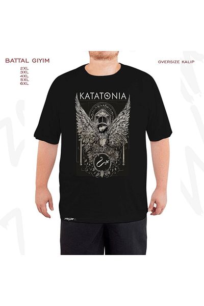 ZOKAWEAR Oversize Temple Katatonia Printed Battal (Bol) Mold Μαύρο T-Shirt