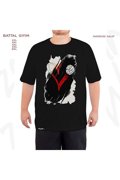 ZOKAWEAR Μαύρο μπλουζάκι Oversize Volleyball Volleyball v5 με στάμπα μεγάλου μεγέθους