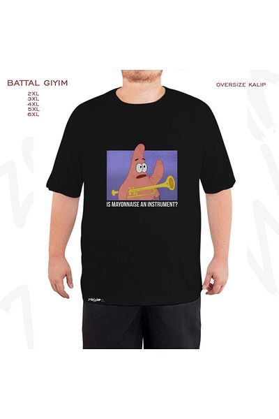ZOKAWEAR Μπομπ Σφουγγαράκης Παντελόνι Patrick Printed Μαύρο Oversize T-shirt