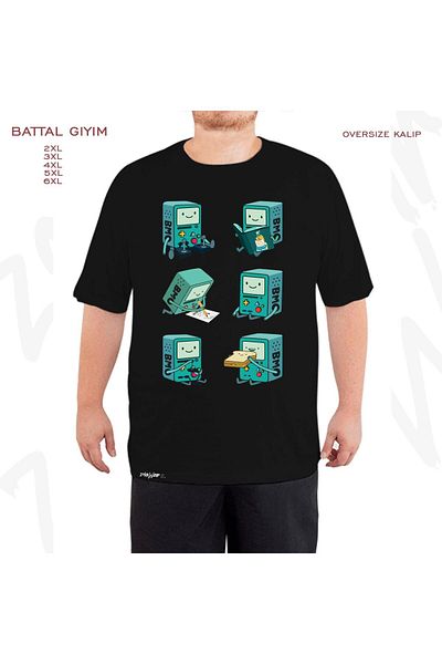 ZOKAWEAR Голяма черна тениска с принт BMO Oversize