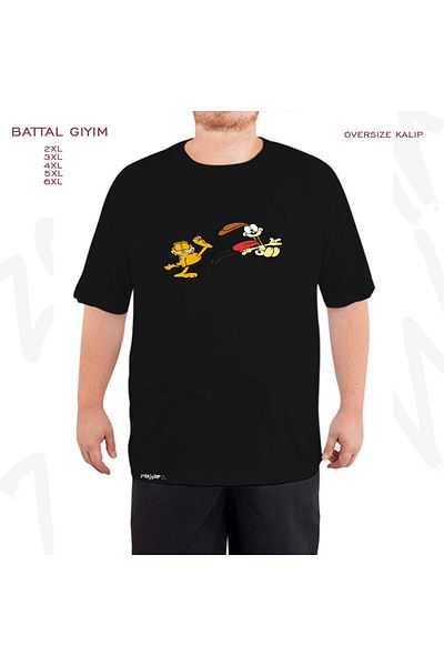 ZOKAWEAR Υπερμεγέθη Garfield v2 Printed Battal (Bol) Μαύρο T-Shirt