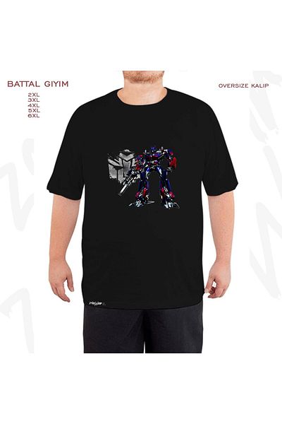 ZOKAWEAR Oversize Transformers TV x2 Printed Battal (Bol) Mold Μαύρο T-Shirt