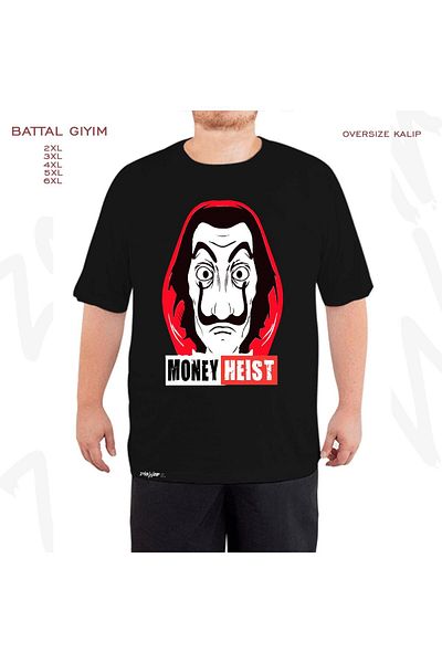 ZOKAWEAR Μαύρο μπλουζάκι Oversize Money Heist Printed Battal (Bol) Mold