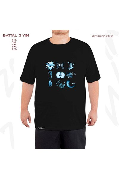 ZOKAWEAR Μαύρο Oversize Fringe Printed Oversize T-Shirt - 9 Glyphs