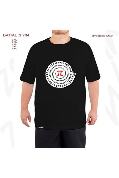 ZOKAWEAR Μαύρο μπλουζάκι Oversize Infinite Pi Number με στάμπα μεγάλου μεγέθους (Bol) Mold