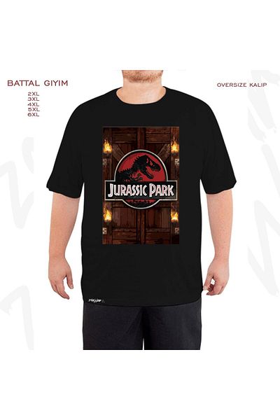 ZOKAWEAR Μαύρο μπλουζάκι Oversize Jurassic Park v2 με στάμπα μεγάλου μεγέθους (Bol)