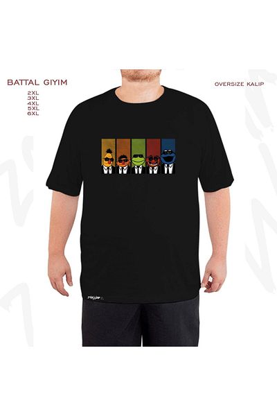 ZOKAWEAR Oversize Reservoir Muppets Printed Battal (Bol) Mold Μαύρο T-Shirt