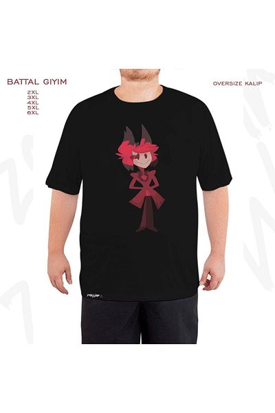ZOKAWEAR Tricou oversize Hazbin Hotel Alastor v2 imprimat Battal (Bol) Mold negru