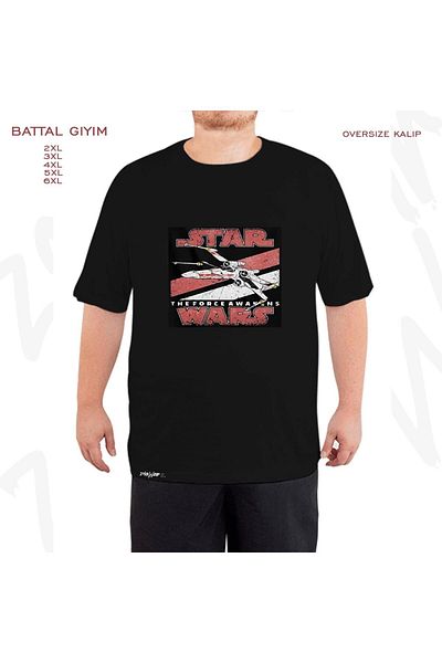 ZOKAWEAR Υπερμεγέθη Starwars παλιό εμπριμέ Battal (Bol) Μαύρο T-Shirt