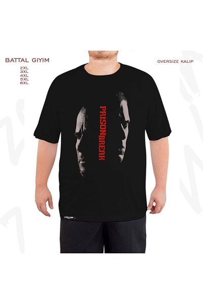 ZOKAWEAR Oversize Prison Break 2 Printed Battal (Bol) Mold Μαύρο T-Shirt