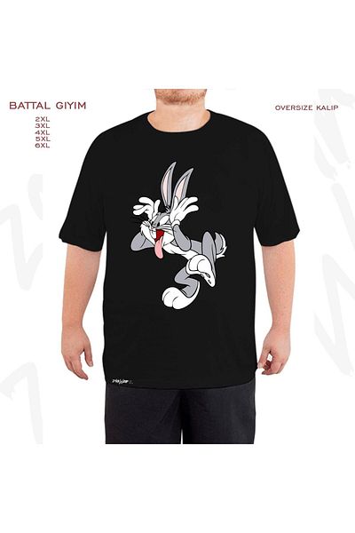 ZOKAWEAR Oversize Bugs Bunny Cute printed Battal (Bol) Mold Μαύρο T-Shirt