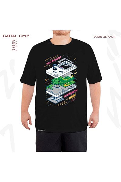 ZOKAWEAR Μαύρο μπλουζάκι Oversize Retro Gameboy Printed Battal (Bol) Mold