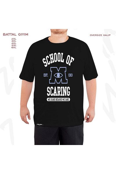 ZOKAWEAR Μαύρο μπλουζάκι Oversize Monsters University Printed Battal (Bol) Mold