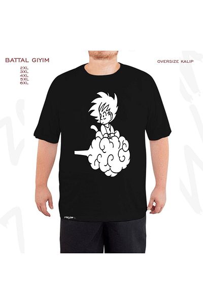 ZOKAWEAR Μαύρο μπλουζάκι Oversize Son Goku Printed Battal (Bol) Mold