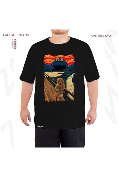 ZOKAWEAR Μαύρο μπλουζάκι Oversize Cookie Monster Printed Battal (Bol) Mold