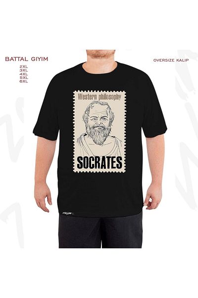 ZOKAWEAR Μαύρο μπλουζάκι Oversize Socrates Printed Battal (Bol) Mold