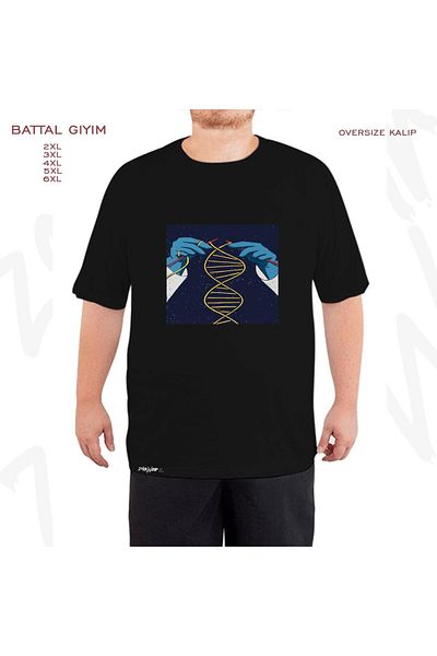 ZOKAWEAR Μαύρο μπλουζάκι με τυλιγμένο πλέγμα DNA με στάμπα μεγάλου μεγέθους (Bol)