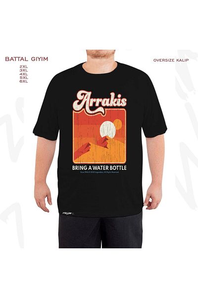 ZOKAWEAR Μαύρο μπλουζάκι Oversize Dune 2020 Arrakis Desert με στάμπα μεγάλου μεγέθους