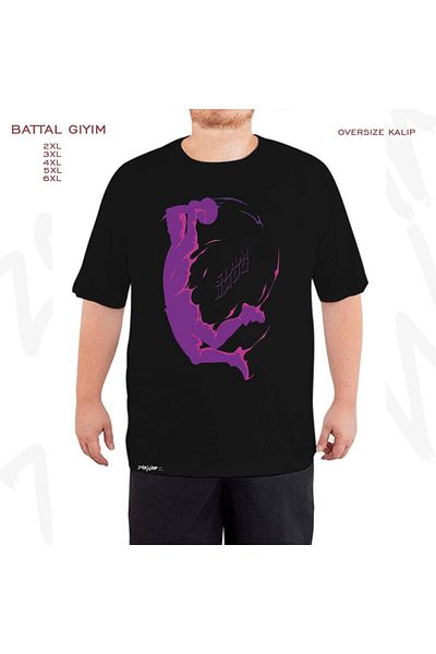 ZOKAWEAR Oversize Slam Slam Dunk Printed Battal (Bol) Mold Μαύρο T-Shirt