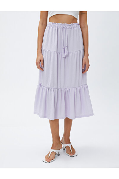 Koton Fustă midi cu etaje cu cravată în talie