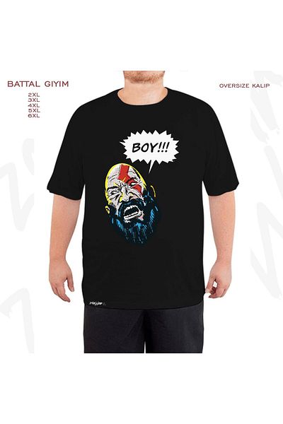ZOKAWEAR Oversize Μέγεθος!!! Μαύρο μπλουζάκι με στάμπα God Of War Kratos